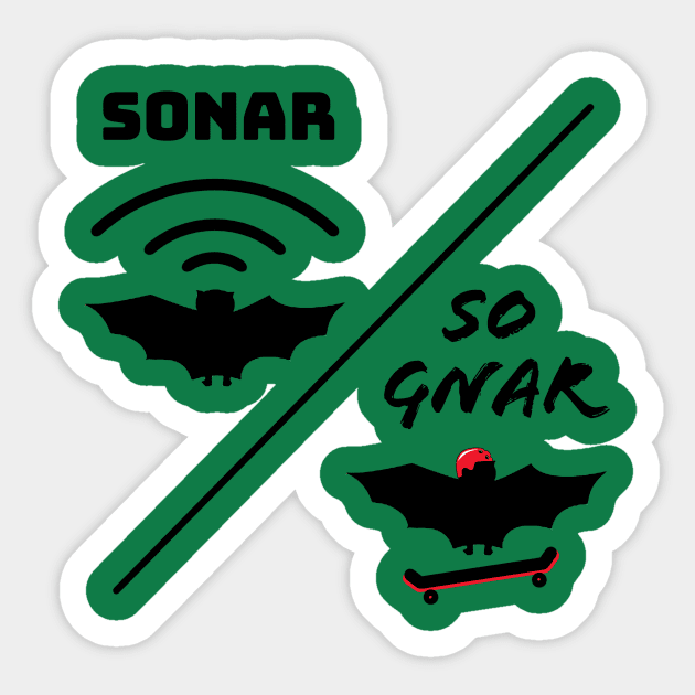 Sonar/So Gnar Bat Skateboard Sticker by NightMan Designs